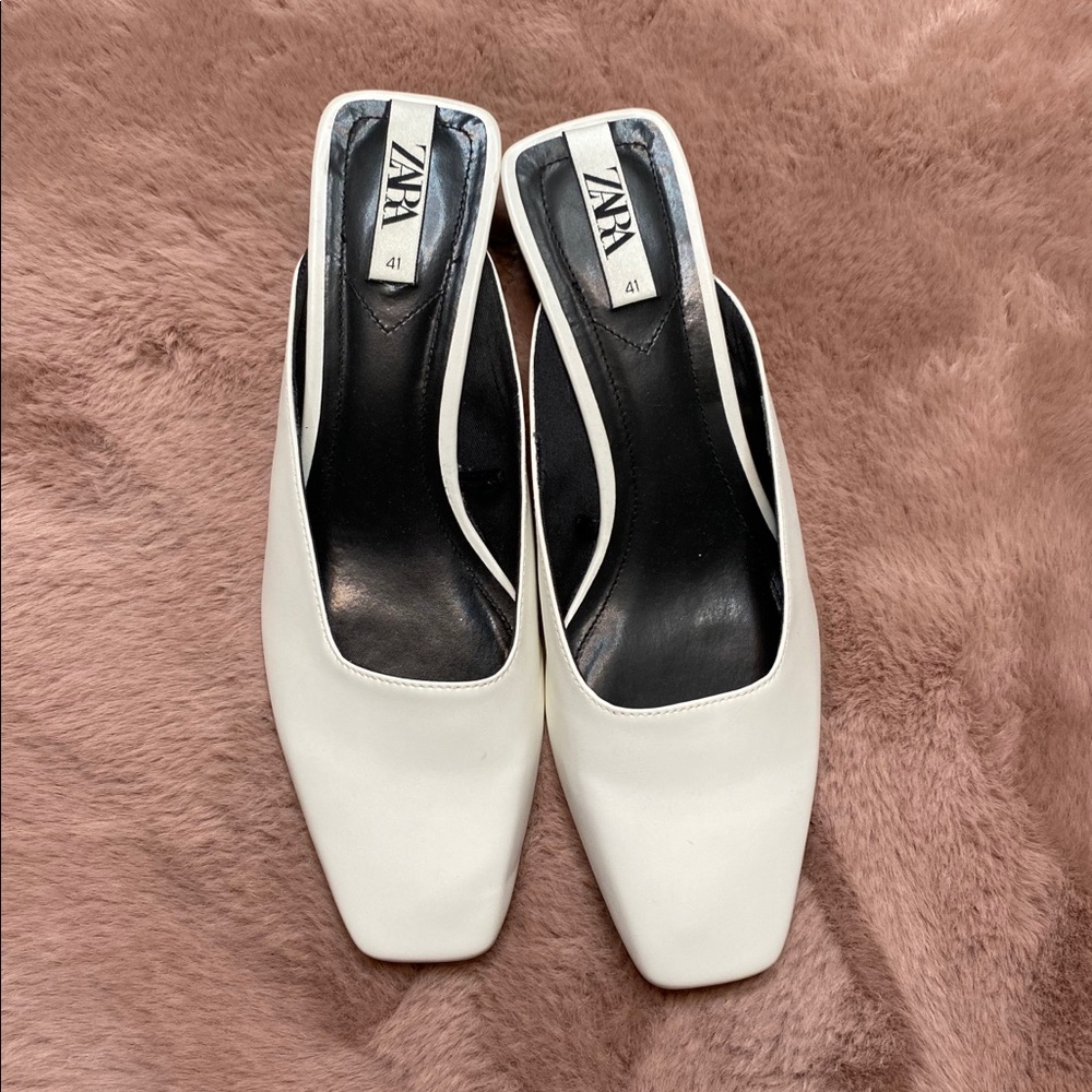 White Zara Mules
